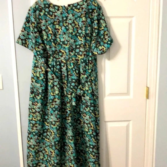 Size 24 dress blue and teal on a chocolate background - Picture 2 of 4